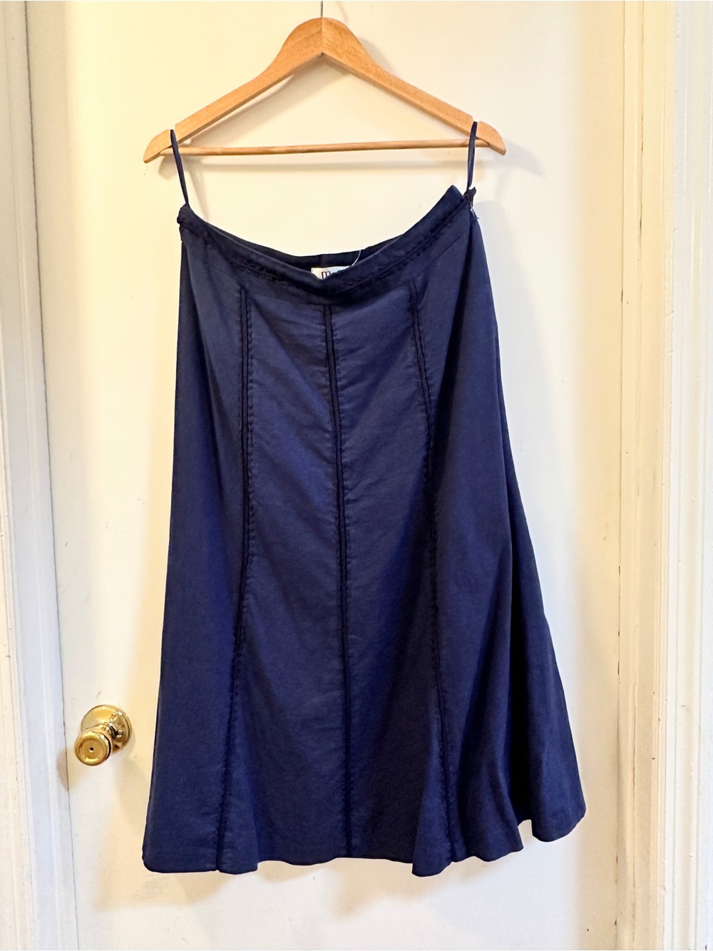 Women's Navy/Indigo Panelled Flared Midi Skirt